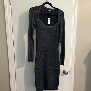 ** NWT** Express Shimmering Black Long Sleeve Dress